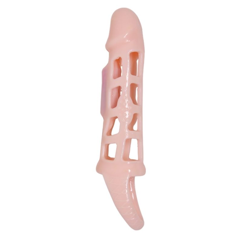 BAILE - PENIS EXTENDER COVER WITH VIBRATION AND NATURAL STRAP 13.5 CM