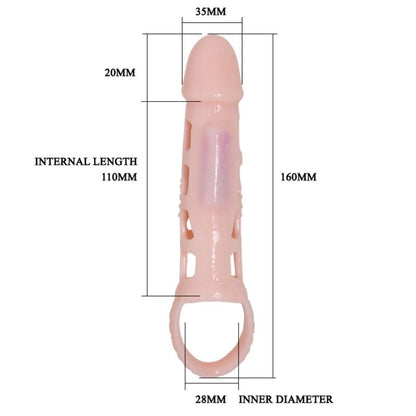 BAILE - PENIS EXTENDER COVER WITH VIBRATION AND NATURAL STRAP 13.5 CM