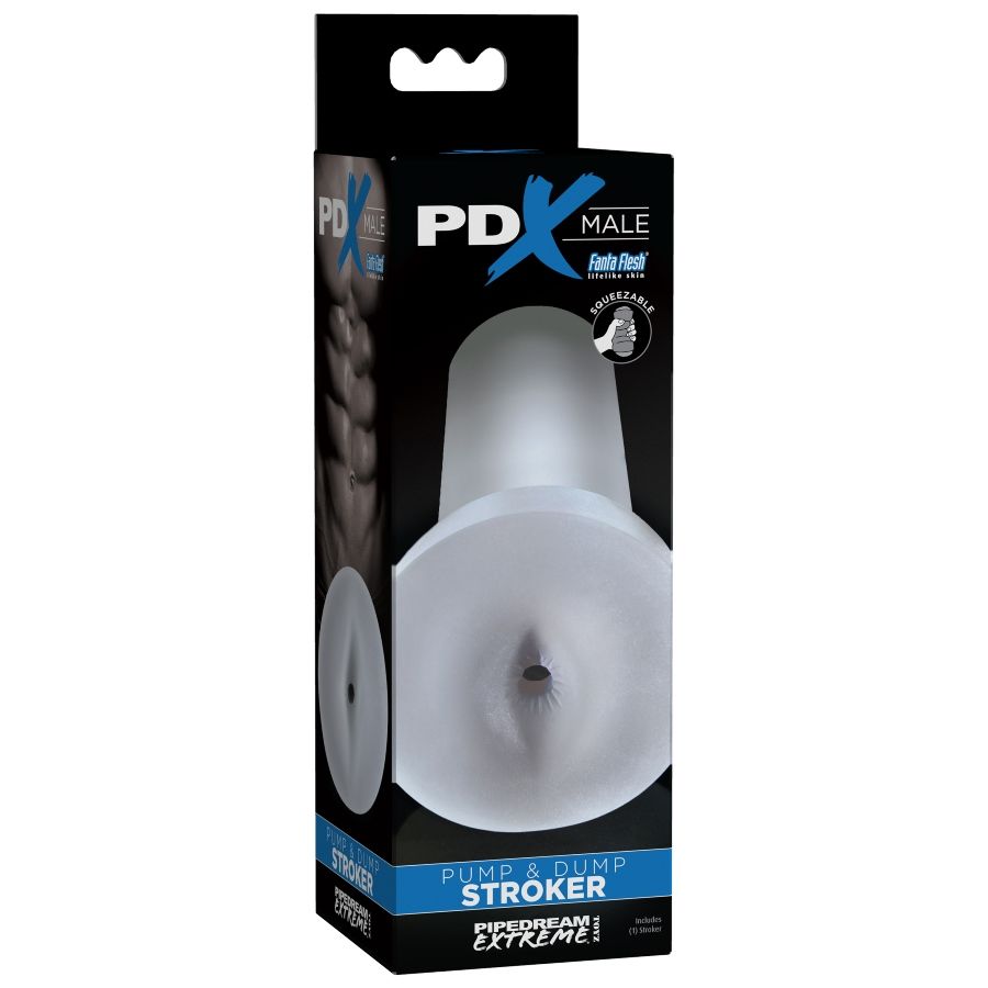 PDX MÂLE - POMPE ET DÉCHARGE STROKER - TRANSPARENT