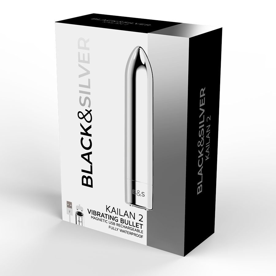 BLACK&SILVER - KAILAN 2 SILVER VIBRATING MAGNETIC BULLET