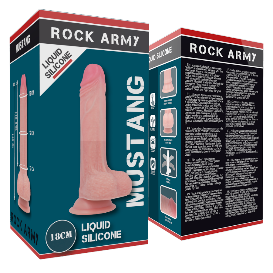 ROCKARMY - MUSTANG GODE RÉALISTE EN SILICONE LIQUIDE 18 CM -O- 4,14 CM