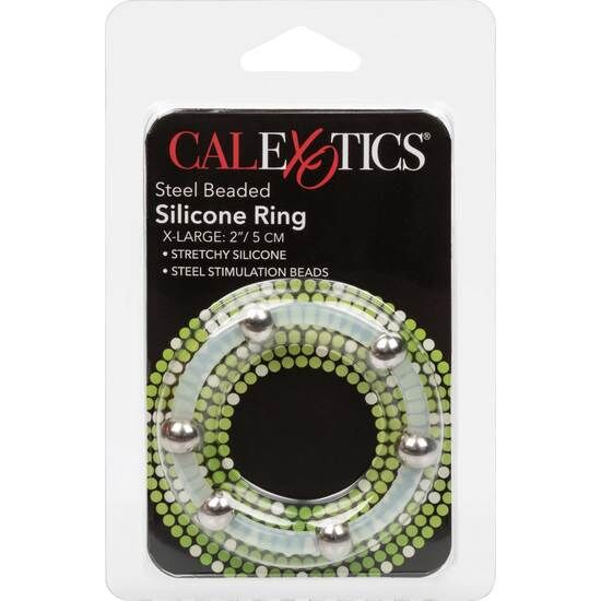 CALEXOTICS - ANILLO DE SILICONA CON CUENTAS DE ACERO XL