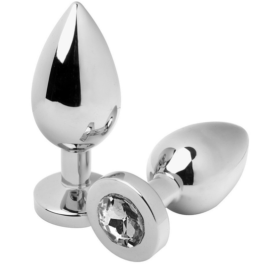 METAL DURO - PLUG ANAL DIAMANTE TRANSPARENTE PEQUEÑO 5,71CM