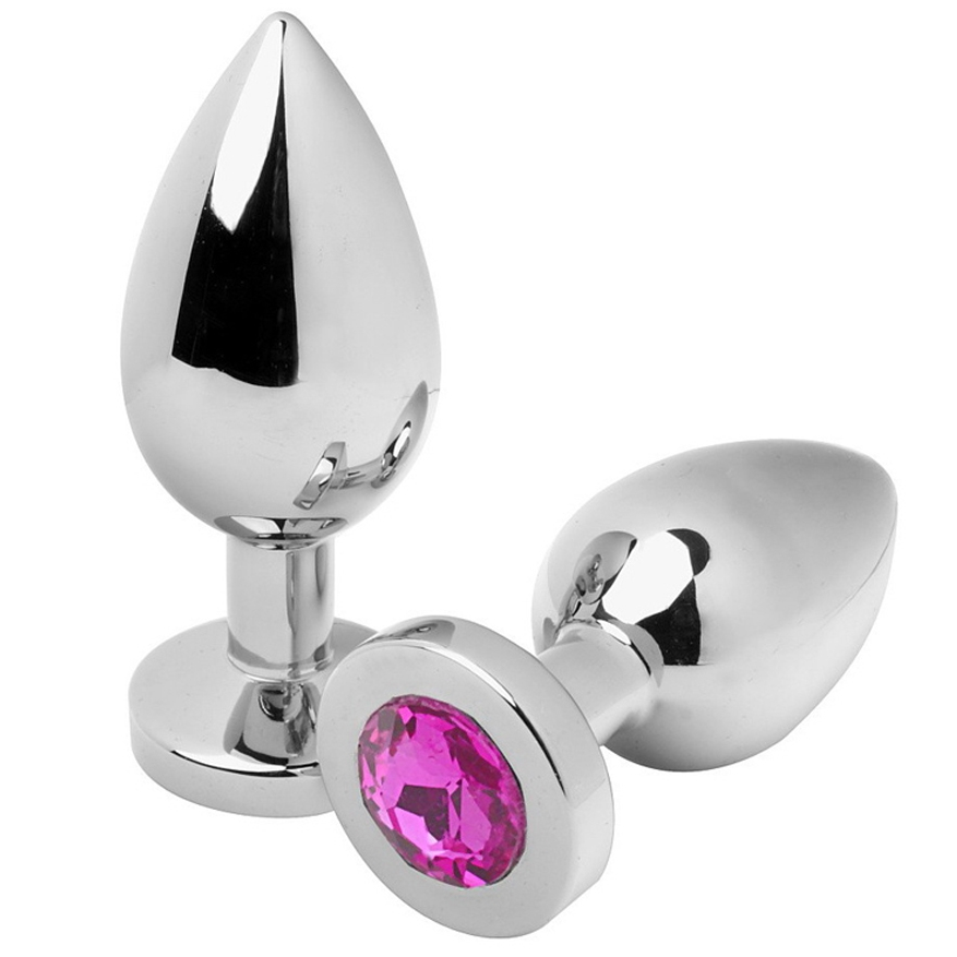 METAL DURO - PLUG ANAL DIAMANTE ROSA MEDIANO 7,62CM