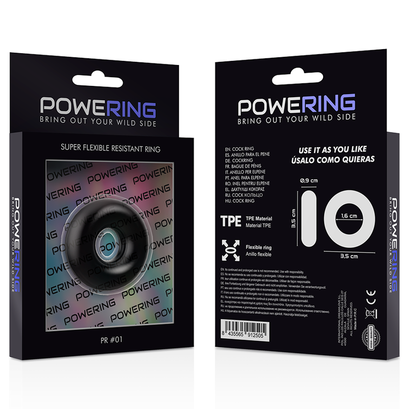 POWERING - ANILLO PARA EL PENE SUPER FLEXIBLE Y RESISTENTE 3,5CM NEGRO