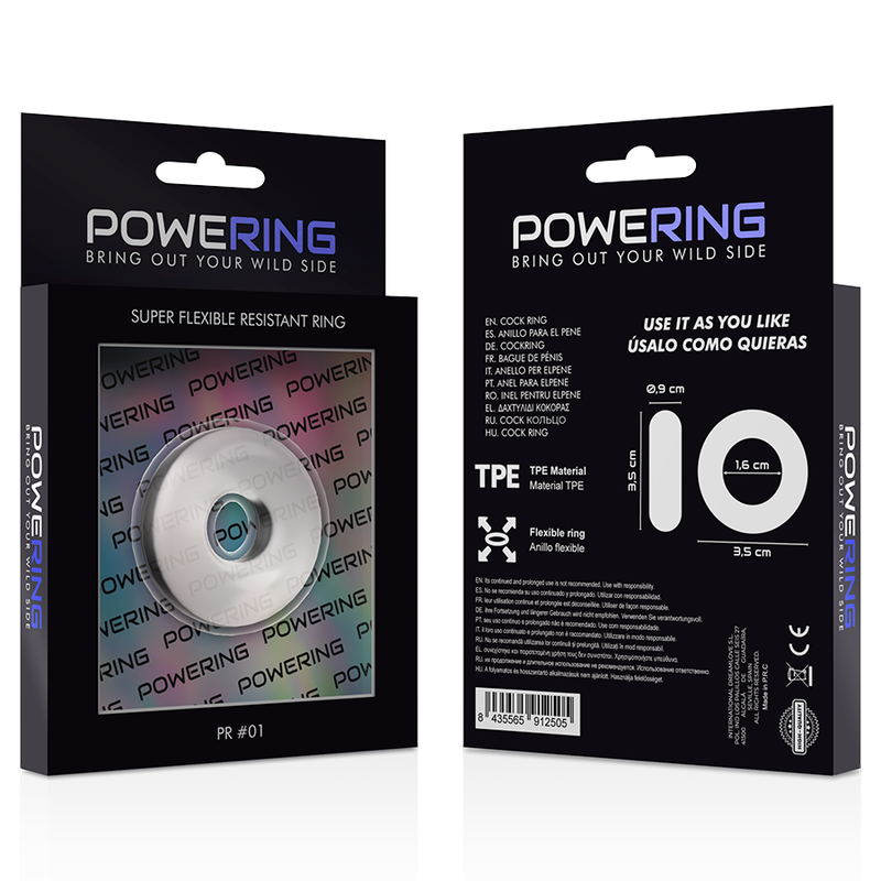 POWERING - ANNEAU PÉNIS SUPER FLEXIBLE ET RÉSISTANT 3,5 CM TRANSPARENT