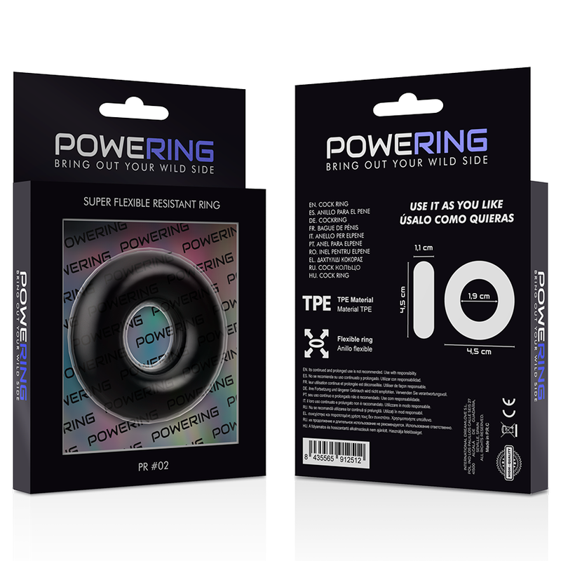 POWERING - SUPER FLEXIBLE AND RESISTANT PENIS RING 4.5CM BLACK