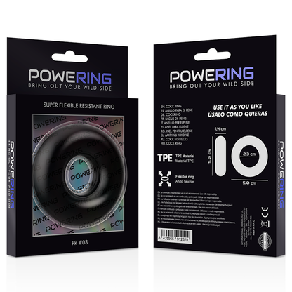 POWERING - ANILLO PARA EL PENE SUPER FLEXIBLE Y RESISTENTE 5CM PR03 NEGRO