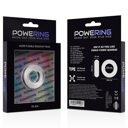 POWERING - ANILLO PARA EL PENE SUPER FLEXIBLE Y RESISTENTE 3.8CM PR04 TRANSPARENTE