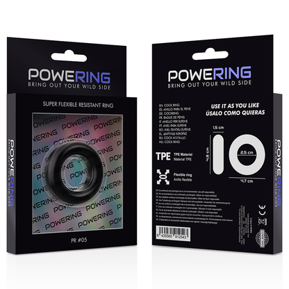 POWERING - ANNEAU PÉNIS SUPER FLEXIBLE ET RÉSISTANT 4.8CM PR05 NOIR