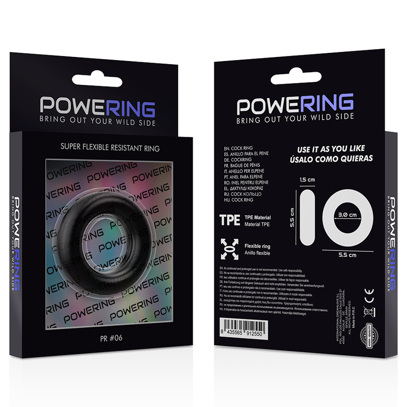 POWERING - ANNEAU PÉNIS SUPER FLEXIBLE ET RÉSISTANT 5.5CM PR06 NOIR