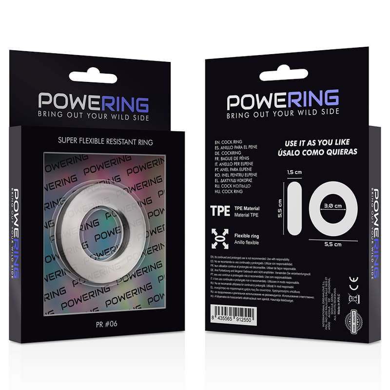 POWERING - ANILLO PARA EL PENE SUPER FLEXIBLE Y RESISTENTE 5.5CM PR06 TRANSPARENTE