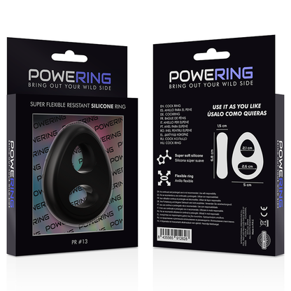 POWERING - ANILLO PARA PENE Y TESTÍCULOS SUPER FLEXIBLE Y RESISTENTE PR13 NEGRO