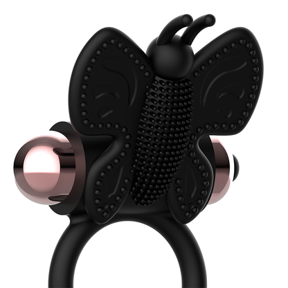 COQUETTE CHIC DESIRE - COCK RING PAPILLON AVEC VIBRATEUR NOIR/OR