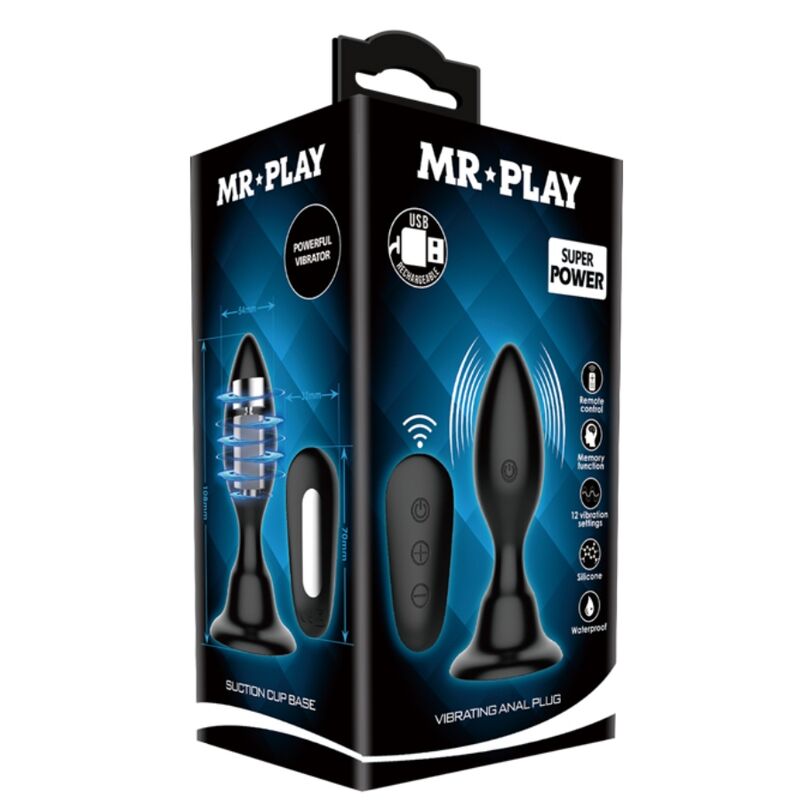 MR PLAY - PLUG ANAL AVEC VIBRATION NOIR TÉLÉCOMMANDE