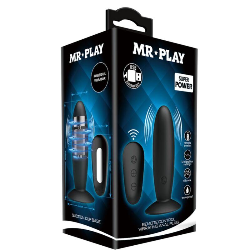 MR PLAY - PLUG ANAL AVEC VIBRATION NOIR TÉLÉCOMMANDE