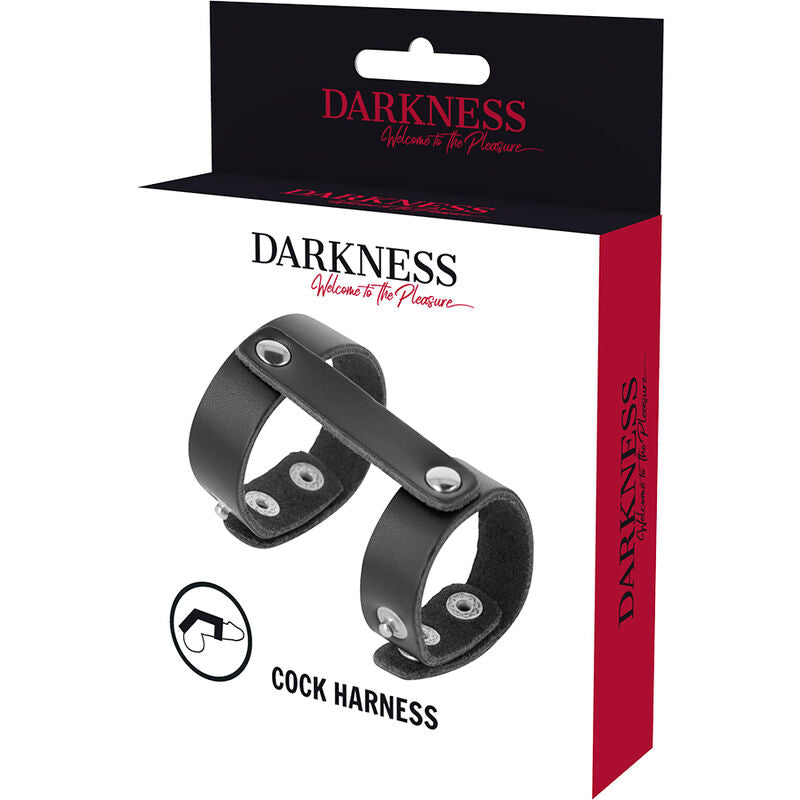 DARKNESS - ANILLO AJUSTABLE DE CUERO PARA PENE Y TESTÍCULOS