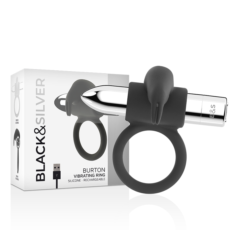 BLACK&amp;SILVER - BAGUE RECHARGEABLE BURTON 10 MODES DE VIBRATIONS