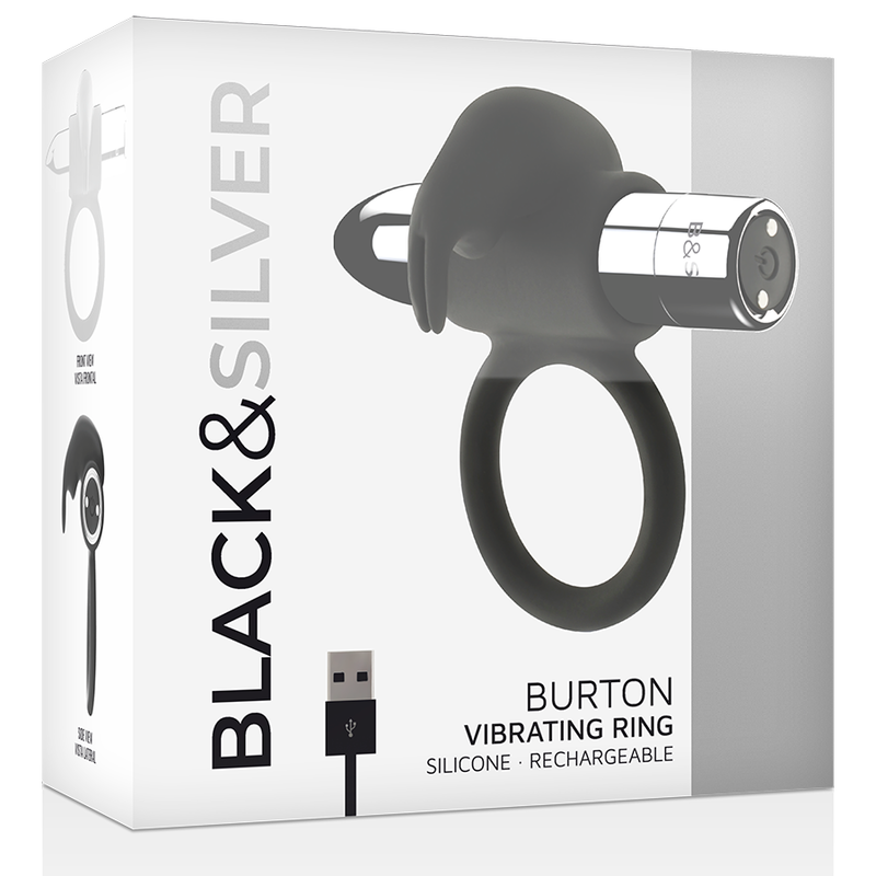 BLACK&amp;SILVER - BAGUE RECHARGEABLE BURTON 10 MODES DE VIBRATIONS