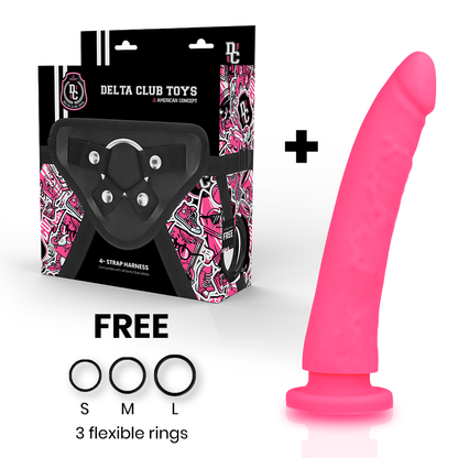 DELTA CLUB - DILDO TOYS + HARNAIS EN SILICONE MÉDICAL ROSE 20 CM -O- 4 CM