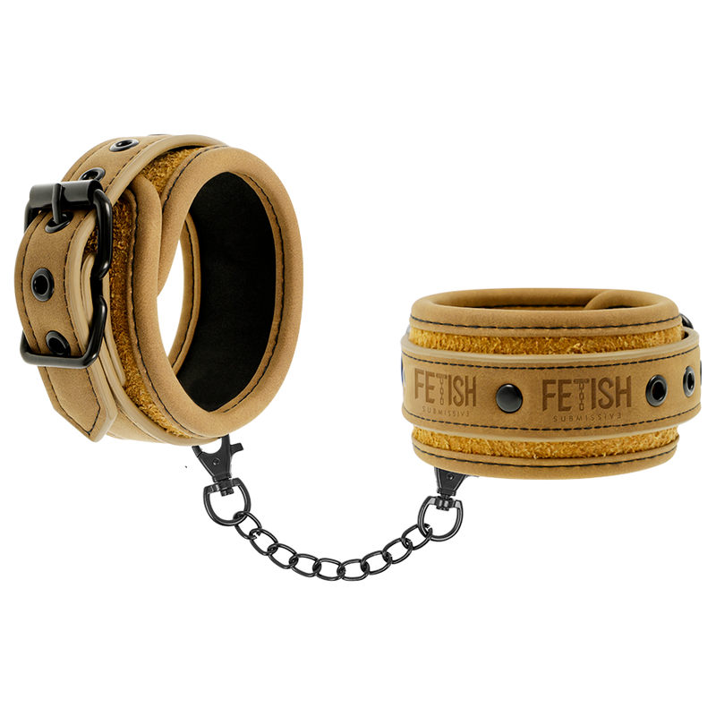 FETISH SUBMISSIVE ORIGEN - VEGAN LEATHER HANDCUFFS WITH NEOPRENE LINING