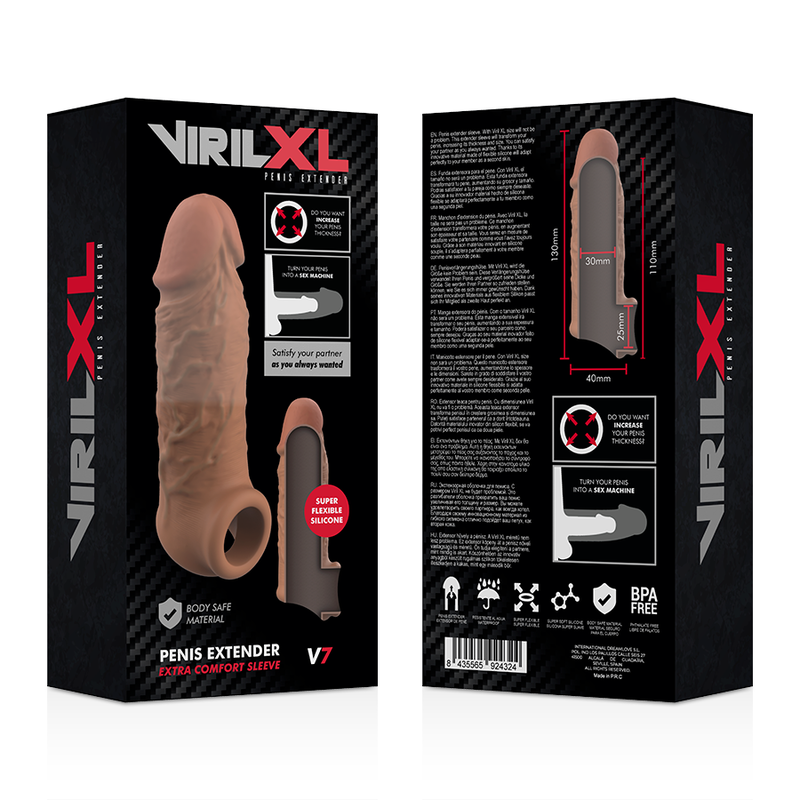 VIRILXL - EXTENSION DE PÉNIS V7 MARRON EN SILICONE LIQUIDE