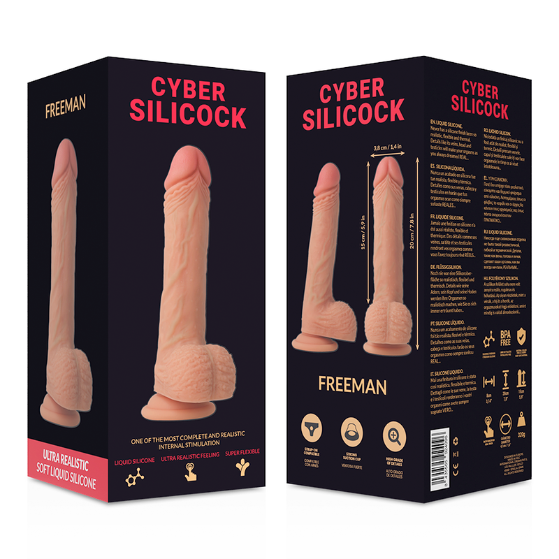 CYBER SILICOCK - FREEMAN SILICONE LIQUIDE RÉALISTE 20 CM -O- 3,8 CM