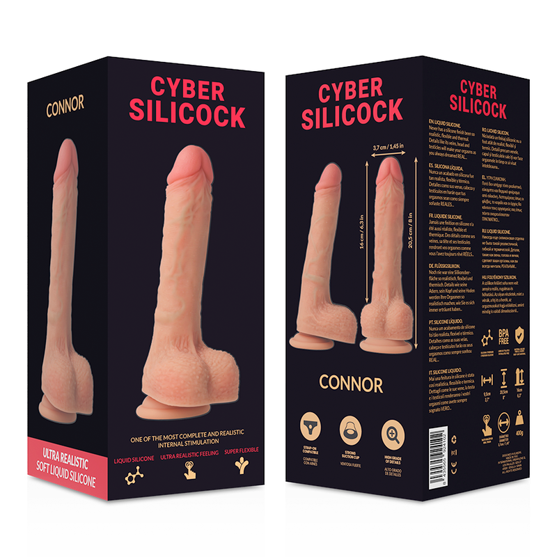 CYBER SILICOCK - CONNOR ULTRA REALISTIC SOFT LIQUID SILICONE 20.5 CM -O- 3.7 CM