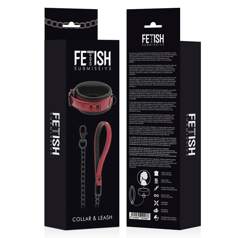 FETISH SUBMISSIVE DARK ROOM - COLLIER CHAÎNE DOUBLURE NÉOPRÈNE